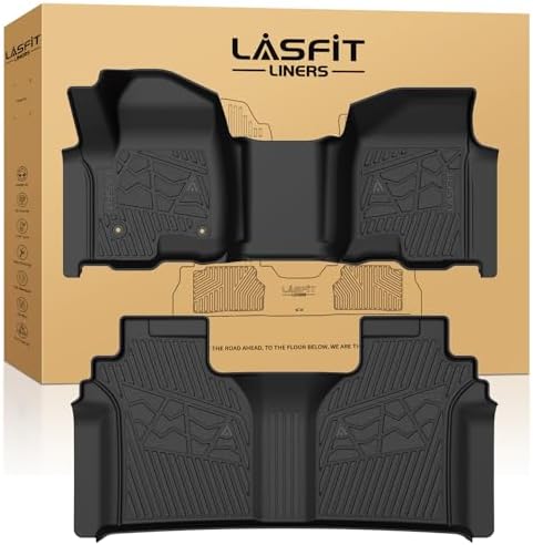LASFIT Floor Mats 2019-2026 for Chevy Silverado/GMC Sierra 1500, 2020-2026 2500HD 3500HD, Crew Cab Only/Bench Seat (Only Fit with Rear Under-Seat Storage, But Not Fit 2nd Row Plastic Storage) by LASFIT