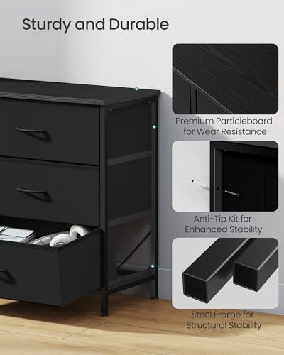 SONGMICS Dresser with 9 Fabric Drawers, TV Stand for TVs Up to 70 Inches - Image 6