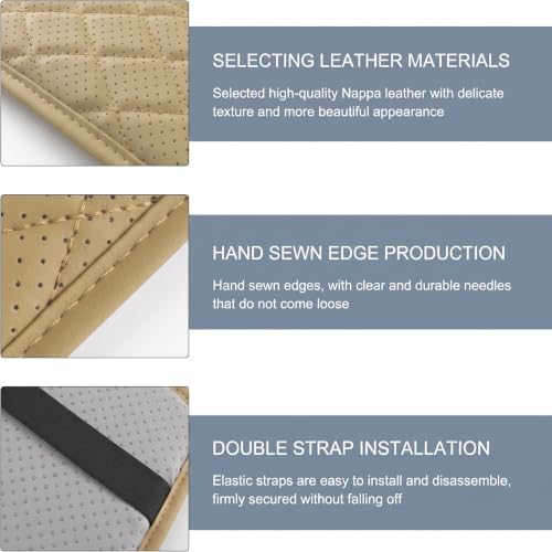 Microfiber Leather Car Armrest Cushion Pad, 11.81"x17.60" Center Console Cover with Dual Side Storage Pockets, Breathable Arm Rest Protector Fit for Sedan, SUV & Truck Interior (Beige) - Image 5