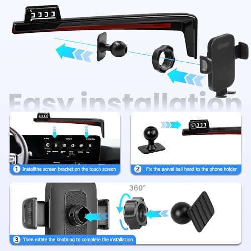 Car Phone Holder Fit for Kia Carnival 2025-2026 Accessories -Cell Phone Mount for Carnival 12.3 inch Touchscreen Hands-Free 360° Rotation,Does Not Affect Air Vent - Image 4