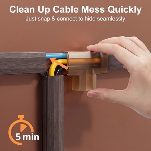 Yecaye TV Cord Hider, 125in Cord Cover, W1.18in H0.6in, Darkwood - Image 3