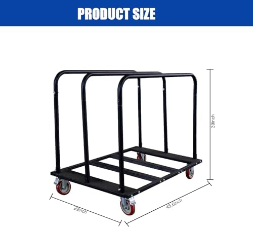 Folding Table Cart, Heavy Duty Table Dolly with 5" PU Swivel Wheels, 1800 LBS Capacity Drywall Trolley, 10 Table Load for Party Events, Hotel, Warehouse, Factory, Moving Panels, Drywall, Boxes - Image 4