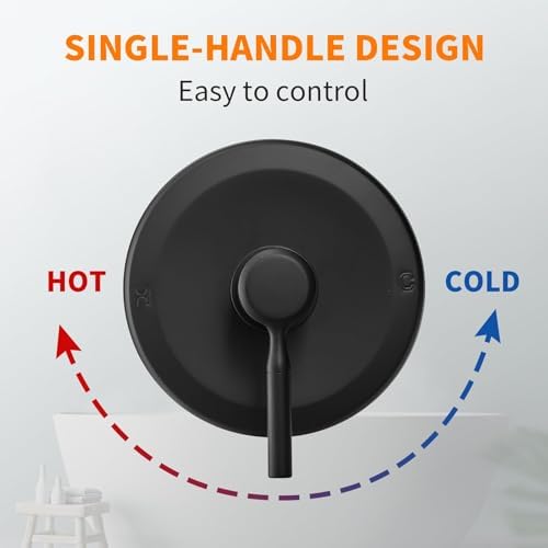 Tub Shower Faucet Set Valve Included with 6-Inch Rain Shower Head and Tub Spout Single-Handle Tub and Shower Trim Kit Matte Black - Image 5