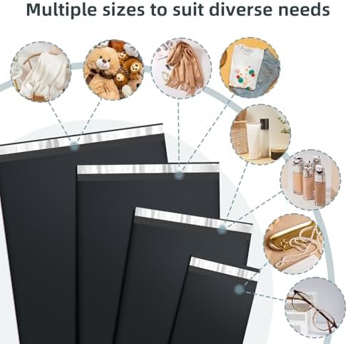 Famagic 100 Pack Black Poly Mailers Variety Pack, 6x9&10x13&12x15.5&14.5x19 - Image 5