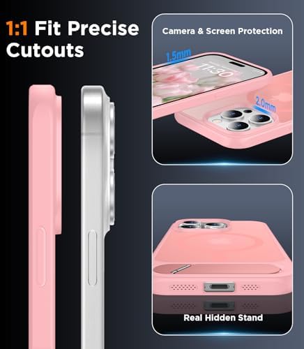 Temdan Magnetic Compatible with iPhone 15 Pro Max Case, [Built-in Invisible Kickstand][Compatible with MagSafe][Military Grade Shockproof] Slim Translucent Matte Phone Case for iPhone 15 Pro Max 6.7" - Image 6