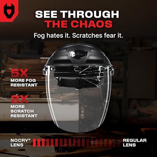 NoCry Premium Safety Face Shield for Grinding and Cutting — Clear Anti-Fog, Impact Resistant Visor and Adjustable Headgear — ANSI Z87.1 Certified for Industrial Use — Washable Sweatbands Included - Image 5