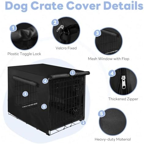 Seiyierr Dog Crate Cover, Dog Kennel Cover Universal Fit for 24 Inch Wire Dog Crate, Lightweight 600D Polyester Fabric with Double Door, Dog Enclosure Covers, Pet Crate Covers, Black - Image 3