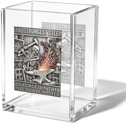 Funny Skull Dumpster Fire Office Acrylic Cosmetic Pen Pencil Holder Cup, The Strongest Steel Forged Dumpster Fire Pencil Organizer, Humor Desk Accessories, Inspirational Gifts for Coworker（A36） by Unknown