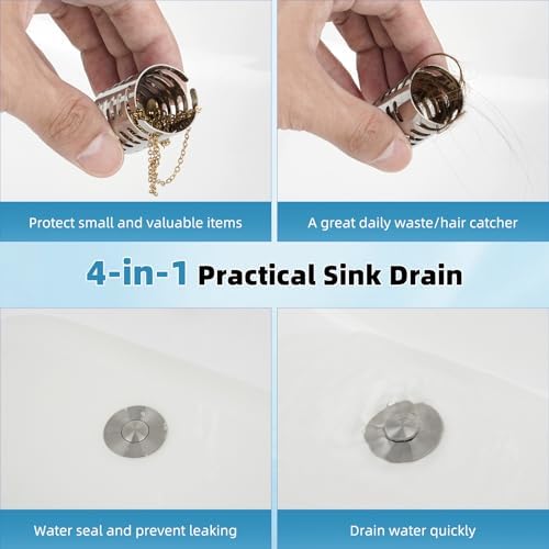 2PCS Bathroom Sink Drain Strainer Universal Hair Catcher, Brushed Nickle - Image 4