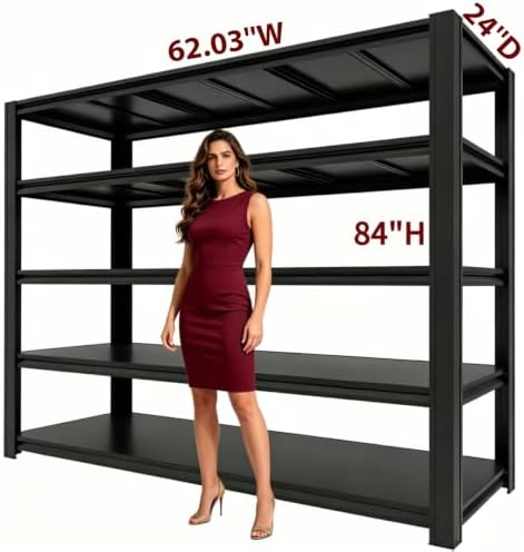 84H Storage Shelves Heavy Duty, 6000 LBS Garage Shelving, 5-Tier Adjustable Metal Garage Shelving Units, for Garage Storage, Warehouses, Basements, and Storage Rooms, (5T-84H x 62.03W x 24D)* 3 - Image 3