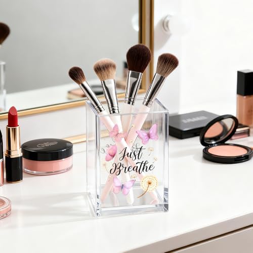 Just Breathe Acrylic Makeup Brush Holder Pen Holder Desk Organizer - Image 4