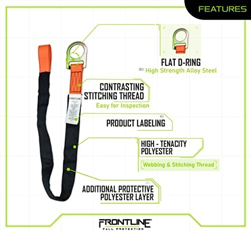 Frontline COS04R Concrete Embed Anchor Strap with D-Ring End 4' | ANSI & OSHA Compliant | Pour-in Disposable Anchor | 310 lbs. Capacity | Color Orange/Black - Image 3