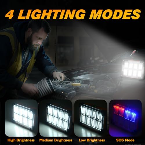 120W Solar Rechargeable 144 LED Work Light, 10000LM Flood Light - Image 3