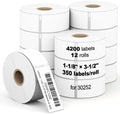(4200 Labels/12 Rolls) Labelebal 12 Rolls Compatible with DYMO 30252,1-1/8" x 3-1/2"(28mm x 89mm) Direct Thermal Labels,Shipping Replacement Labels Compatible for DYMO LabelWriter Printer by Labelebal