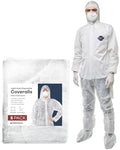 Medical Nation Hazmat Suits Disposable | 5 Pack | Light Duty Disposable Coveralls Men | with Attached Hood and Boots - Overall Protective Chemical Suit for Men & Women, Disposable Paint Suit - 3XL by MEDICALNATION