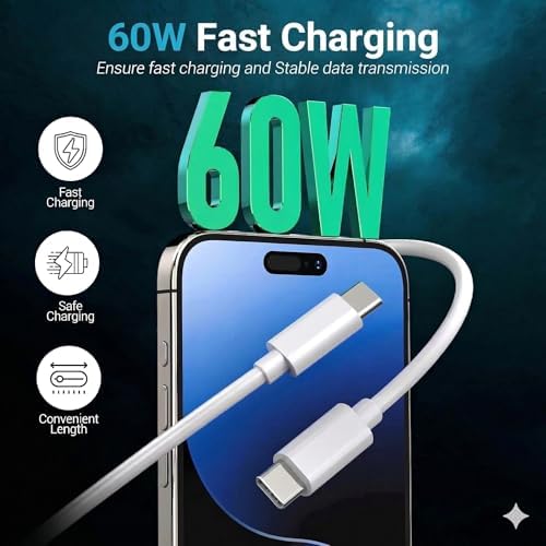 TZBAY 4-Pack 6ft 60W USB-C to C Fast Charging Cable for iPhone 17, 16, 15 - Image 5
