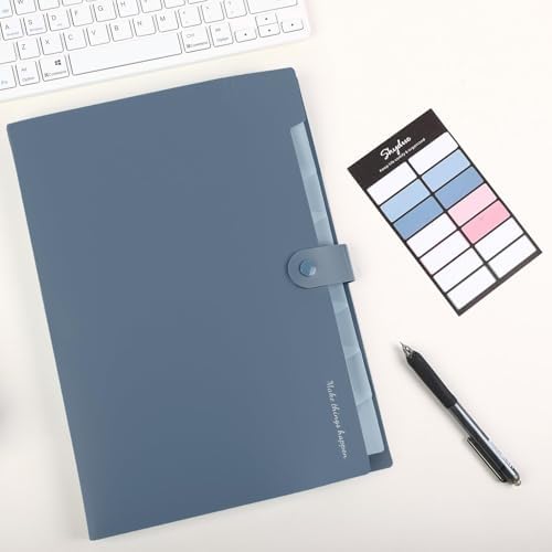 SKYDUE Expanding File Organizer with 8 Pockets, Accordion File Folders with Labels, Portable Document Paper Bill Receipt Organizer, Home College School Office Supplies, Letter Size, Blue - Image 6