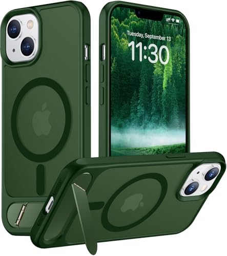 Temdan Magnetic Compatible with iPhone 14 Case/iPhone 13 Case,[Built-in Invisible Kickstand][Compatible with MagSafe][Military Grade Shockproof] Slim Translucent Matte Phone Case for iPhone 14/13 6.1" by Temdan