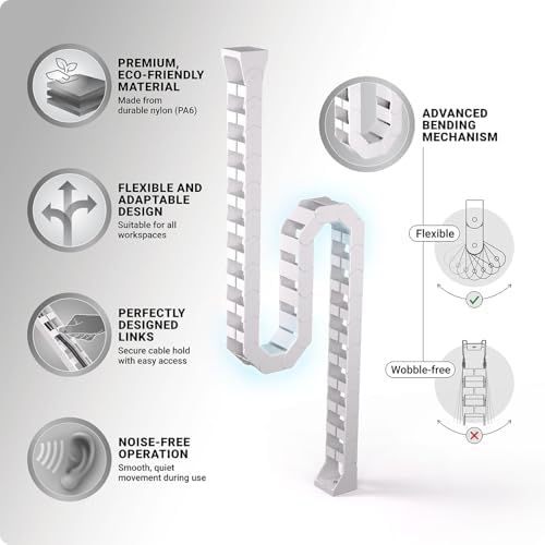 Ultimate Setup Under Desk Cable Management Vertebrae - Perfect for Sit Stand Desk - White, 133 cm - Image 5