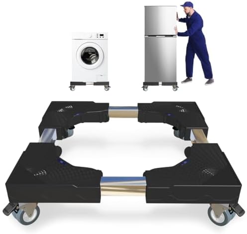 Appliance Dolly Cart with 4 Locking Wheels Mini Fridge Stand Adjustable 16"-26" Universal Mobile Roller for Portable Washer, Dryer, Refrigerator, Furniture, Black by KUPAO