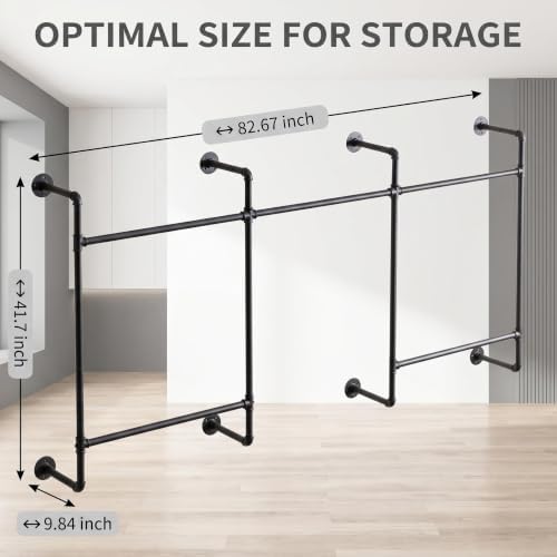 Industrial Pipe Clothing Rack, Wall Clothes Rack, Garment Bar, Hanging Rod - Image 2