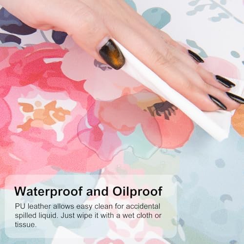 QIYI PU Leather Large Mouse Pad, Waterproof Desk Mat, 31.5" x 11.8", Peony - Image 5
