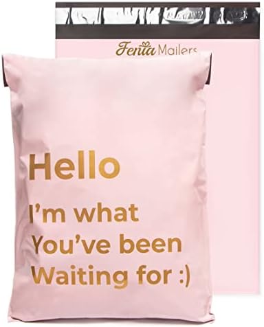 Fenia Pink Poly Mailers 10x13 inch Shipping Bags for Clothing, Poly Packaging Bags, Self Seal Shipping Envelopes, Pink Poly Mailers for Small Business, Business Text Printed Design -(2.4Mil 100Pcs) by Fenia