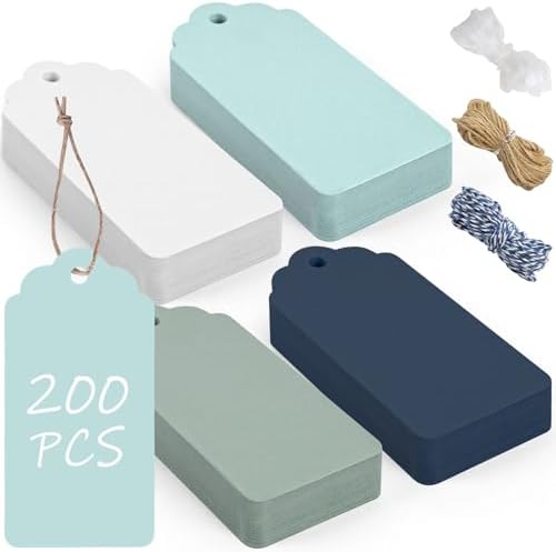 SALLYFASHION 200 PCS Gift Tags with String Attached, 1.57X2.76 Colored Hang by sallyfashion