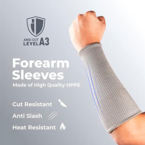 OriStout Cut Resistant Work Sleeves with Tumb Hole, Grey, 4 Pairs - Image 2
