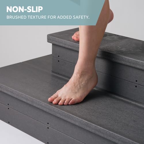 Heavy Duty Hot Tub Steps with Storage - Waterproof, Non-Slip & No Maintenance - Large 700LBS Load Capacity - Multi Angle Access - Ideal for Spa Steps, Hot Tub Stairs - Gray Spa Step for Outdoor - Image 4