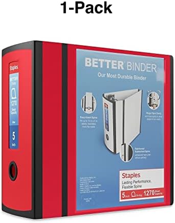Staples Better Binder, 5 Inch Extra-Capacity D-Ring, Red, 2-Pack - Image 7