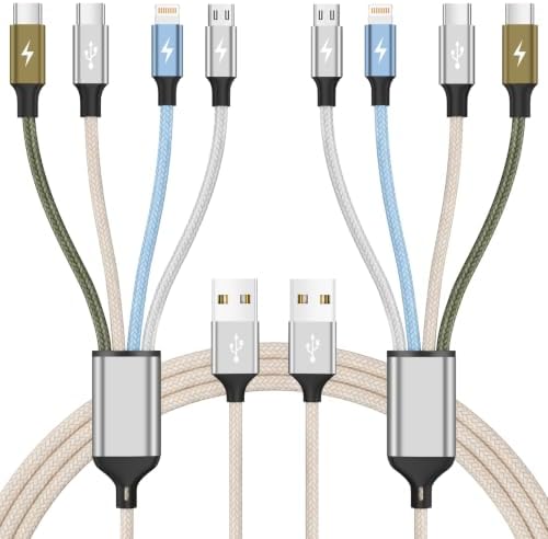 4 in 1 Multi Charging Cable, 2 Pack 6FT Charging Cords for Devices by Firsting
