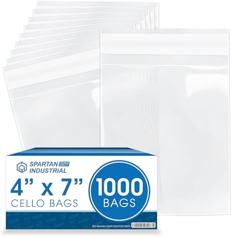 4" X 7" Self-Sealing Cellophane Bags (1000 Count) Clear Treat Bags by SpartanIndustrial