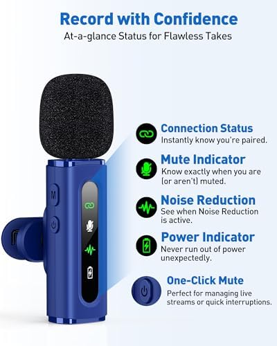USB C Lavalier Microphone Wireless Mini Mic for Type-C Android Phone/Tablet/PC Video Recording Clip-on Mics with Rotatable Clip&Denoise Recording, Ideal for Vlog Tiktok Youtube Content Creator, Blue - Image 4