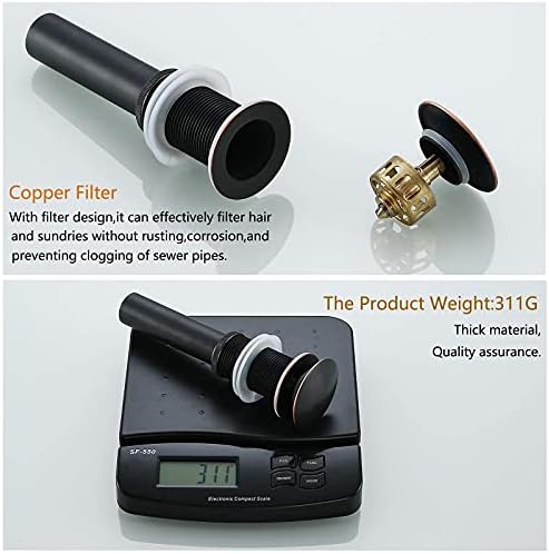 Bathroom Sink Drain Without Overflow Vessel Sink Drain Assembly,Lavatory Vanity Push Pop Up Drain Stopper Oil Rubbed Bronze,83606ORB. - Image 4