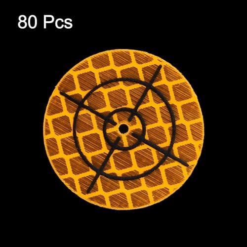 HARFINGTON 80pcs Survey Reflector Sheets 30mm x 30mm Self-Adhesive Surveying Target Mark Sticker Total Station Round Reflective Sheet Tape for Ship Inspection Tunnel Measure, Yellow - Image 3