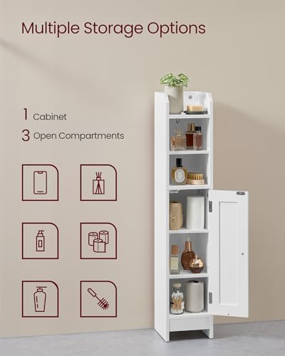 VASAGLE Small Storage Corner Floor Cabinet with Door, 36.2" H, Cloud White - Image 4