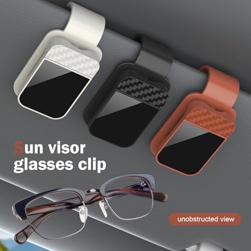 Car Sun Visor Glasses Holder, Carbon Fiber Vehicle Sun Visor Sunglasses Storage Organizer, Push-Button Eyeglasses Storage Organizer with Sponge, Universal for Most Cars (Black) - Image 7