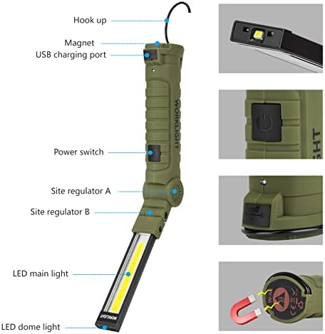 Lmaytech Men Tools for Christmas Birthday Gift 2 Packs LED Rechargeable Work Light Flashlights, 360°Rotate 5 Modes,Gifts for Men Him Dad Handyman for Car Repair, Grill and Outdoor - Image 2