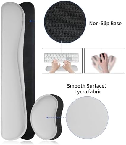 Bloss Leather Desk Pad and Keyboard Wrist Rest, Large Mouse Pad + Keyboard Pad+Mouse Wrist Support, Non-Slip Desk Mat Protector for Office, Home(31.5×15.7 Inches, Light Grey) - Image 3