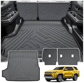 KUST Trunk Cargo Mat for 2025-2026 Toyota 4Runner Gas Accessories 5 Seats Only (Not for Hybrid or 7-Seats), Rear Cargo Liner with Back Seat Protector, TPE Rubber, Raised Edge, All Weather Protection by KUST