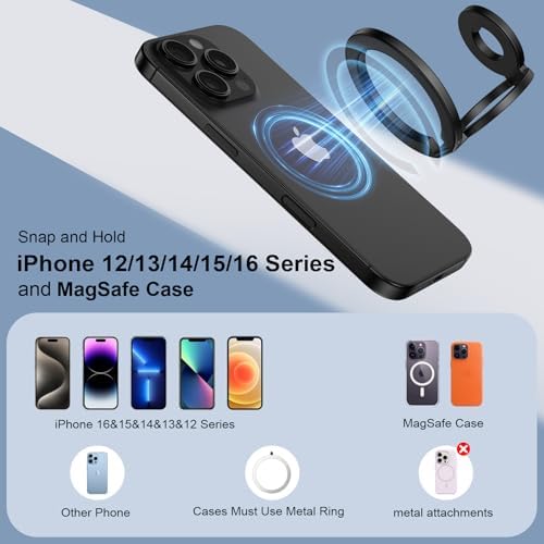 Magnetic Phone Ring Holder for MagSafe Gym Phone Grip Stand Finger Ring Kickstand Dual-Sided Magnetic Stand for iPhone 18 17 16 Pro Max 16 15 14 13 12 Pro Max,Samsung,Compatible for Wireless Car Mount - Image 6