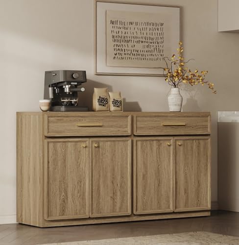 SICOTAS Buffet Cabinet with Storage Tall Modern Accent Storage Cabinet with Doors and Shelves 60 inch Wide Wooden Sideboard Credenza Buffets Console Table Coffee Bar for Kitchen Dining Living Room - Image 6