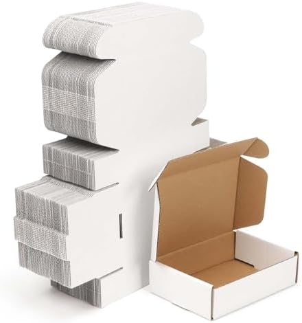 WIFTREY 100 Pcs Shipping Boxes 5.91X3.94X1.57, White Corrugated Cardboard Box for Shipping Small Business, Gift Packing, Mailing by WIFTREY