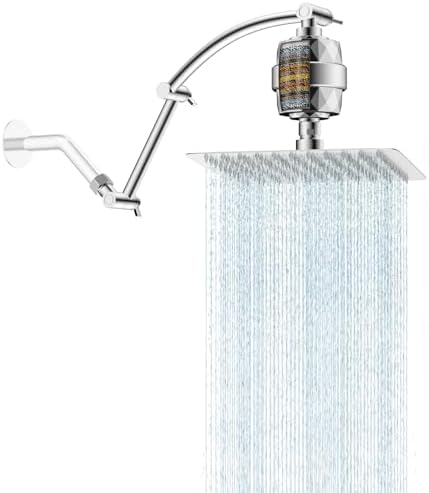Hibbent 10'' Filtered Rain Shower Head with 16'' Extension Arm, Chrome by Hibbent