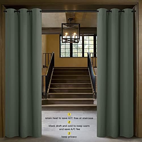NICETOWN Faux Folding Accordion Doors, Front Door Curtains for Doorway, Privacy Blackout Living Room Bedroom Divider/Sliding Patio Decor Decoration (1 Panel, 9ft Tall x 5ft Wide, Dark Mallard) - Image 2