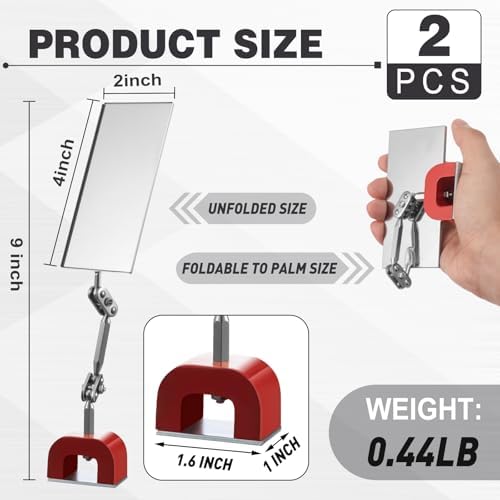 Copkim 2 Pcs Inspection Mirrors Magnetic Base 4 x 2 Inch 360° Adjustable - Image 2