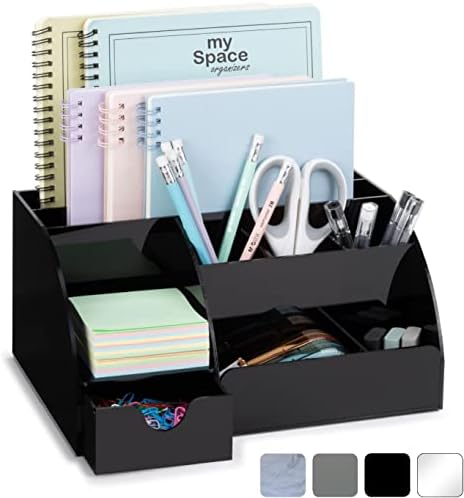My Space Organizers Black Desk Organizer with 9 Compartments - Desktop Office Supplies and Desk Accessories Organizer by MySpaceOrganizers