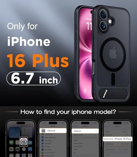 Temdan Magnetic Compatible with iPhone 16 Plus Case, [Built-in Invisible Kickstand][Compatible with MagSafe] [Military Grade Shockproof] Slim Translucent Matte Phone Case for iPhone 16 Plus 6.7" - Image 2