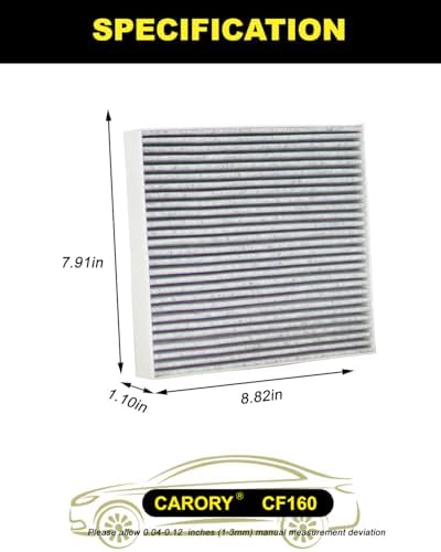 Cabin Air Filter w/Activated Carbon for Hyundai Kona 18–23, Tucson 16–21, Veloster 19–21, Veloster N 19–22, Venue 20–25, Kia Seltos 21–25, Soul 20–25, Soul EV 21–23, Sportage 17–22, and More, CF160 - Image 2